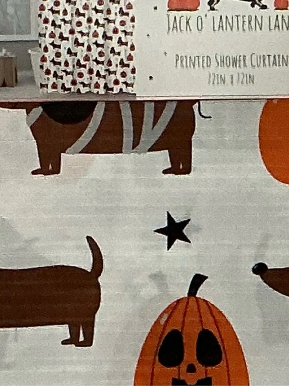 Halloween Dachshunds & Pumpkins Printed Shower Curtain